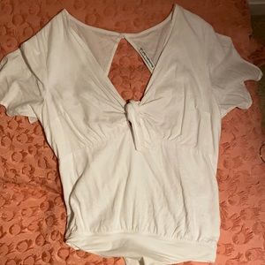 White Linen Bodysuit from Abercrombie